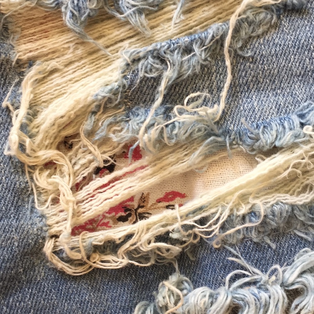 EUC Distressed denim shorts overalls shortalls - Picture 3 of 8